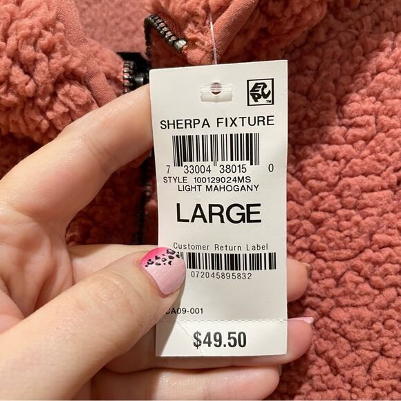 Style & Co Sherpa Half Zip Pullover Sweatshirt Light Mahogany Size Large - Picture 6 of 7